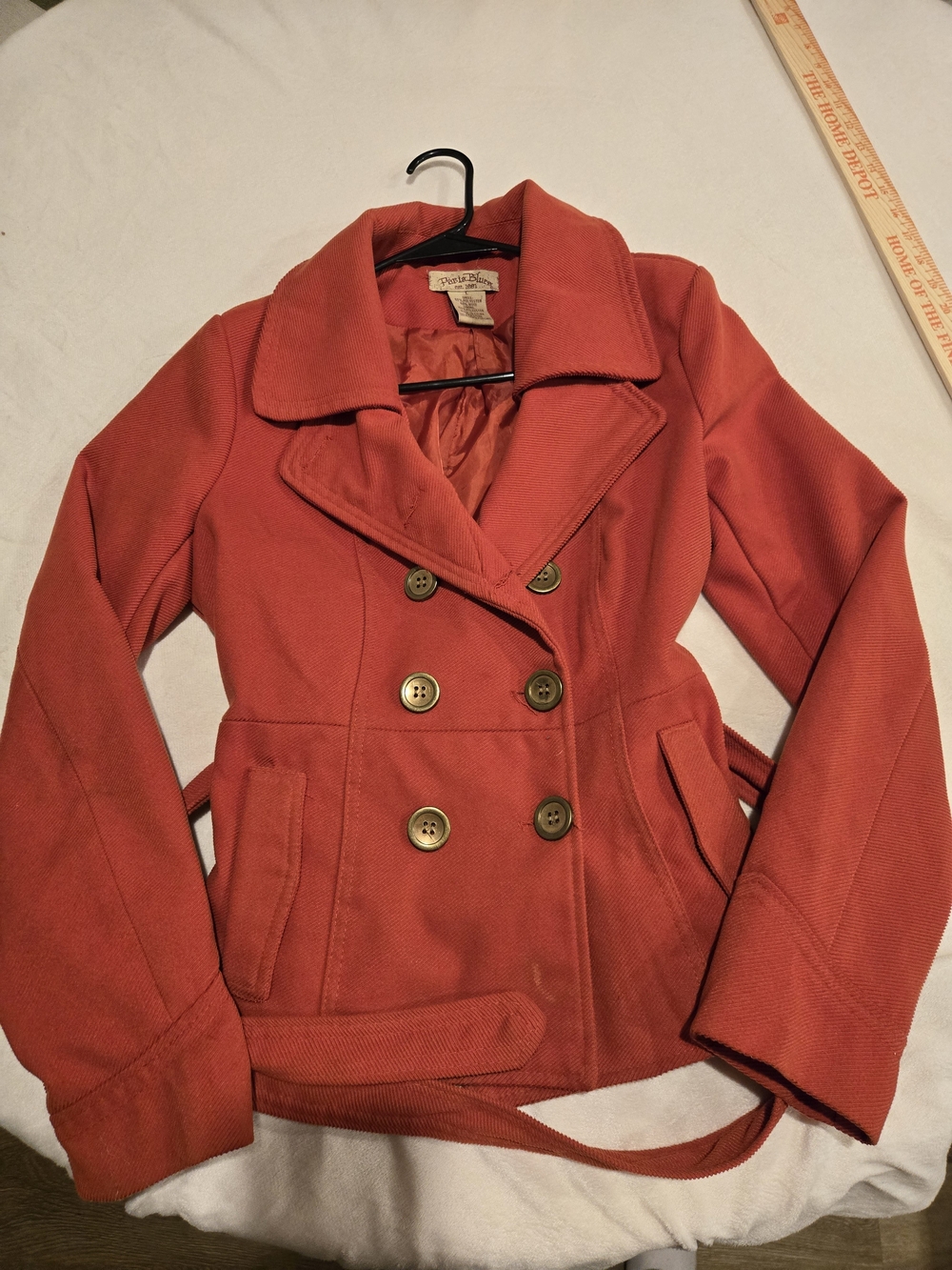 Vintage Paris Blues Red Double-Breasted Peacoat Buttoned